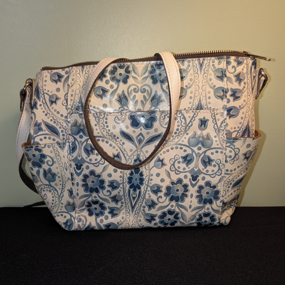 Patricia Nash Floral Blue and White Crossbody